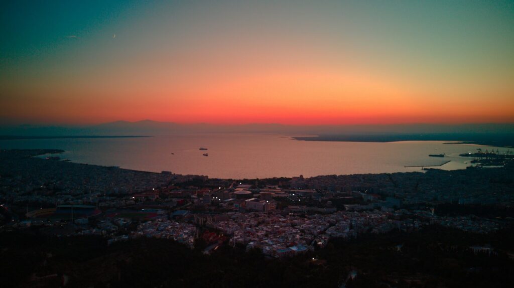 Beautiful view of Thessaloniki by night